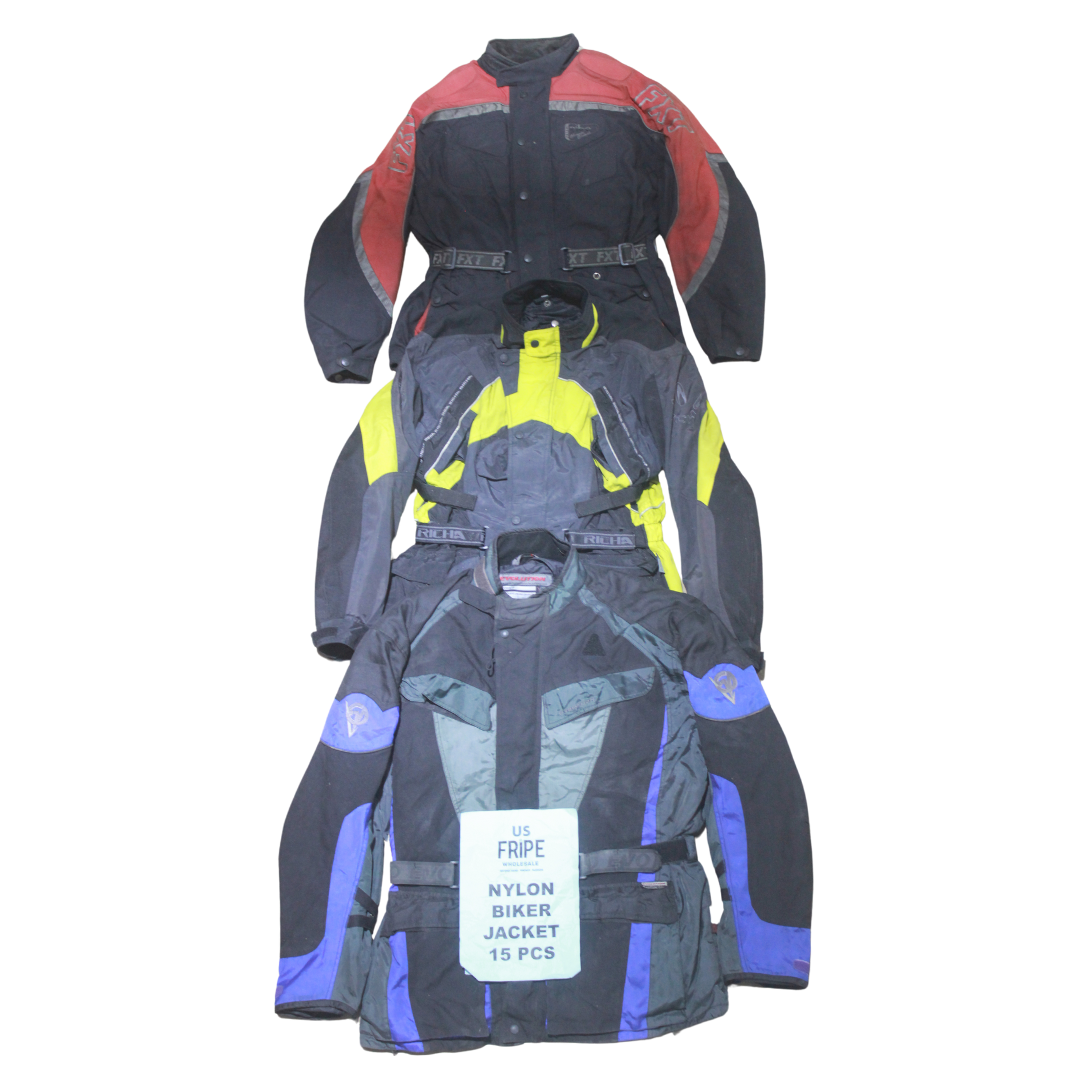 High-Quality Vintage Nylon Biker Jackets – Wholesale Clothing Lot for Resellers