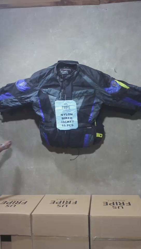 High-Quality Vintage Nylon Biker Jackets – Wholesale Clothing Lot for Resellers